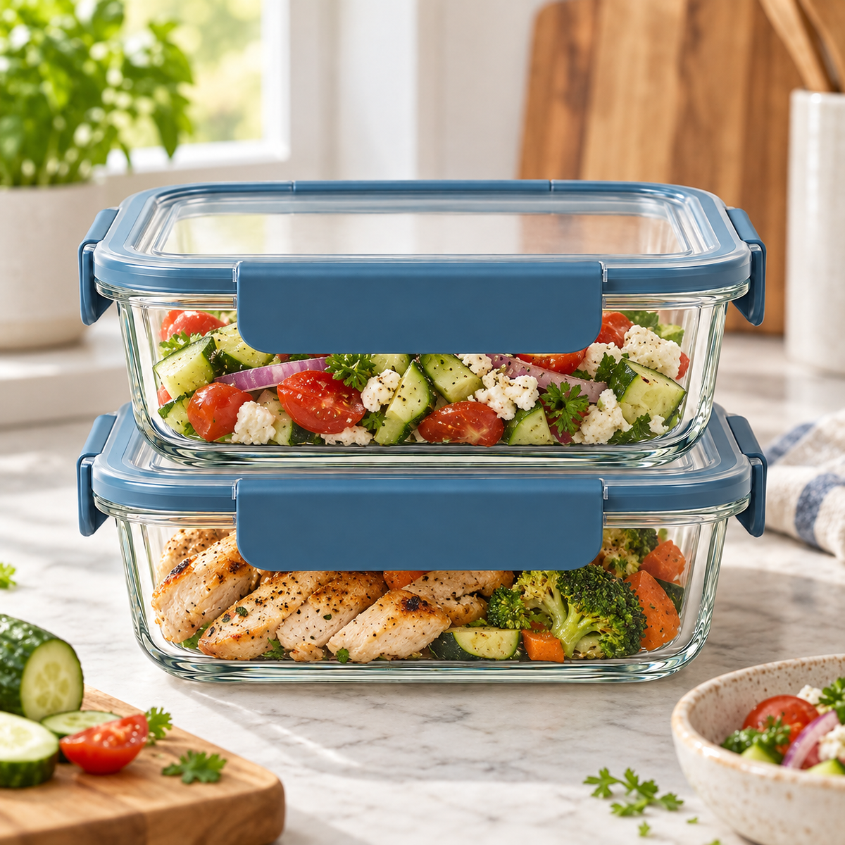 Glass Food Container Pair — lifestyle view