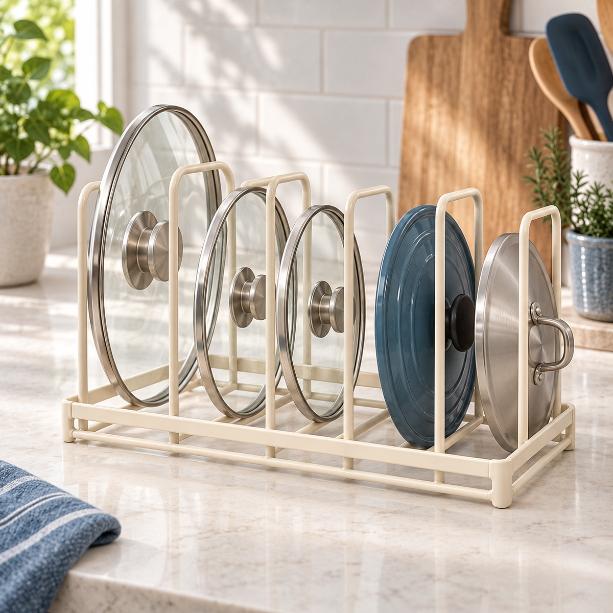 Pot Lid Organizer Rack — lifestyle view