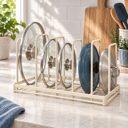 Pot Lid Organizer Rack — lifestyle view